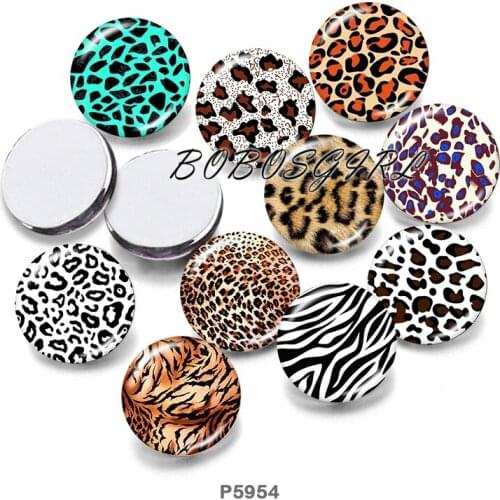 Leopard Pattern 12mm/18mm/20mm/25mm/30mm Round Glass Cabochon Flat Back Making Findings P5990