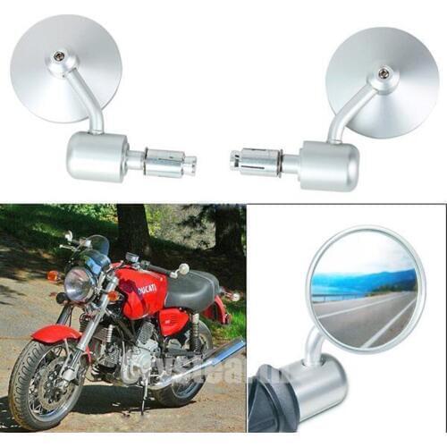 Motorcycle 7/8" Handle Bar End Side Rearview Mirror Cafe Racer Bobber 3" Round Retroviseur Moto Motorcycle Mirror For Harley