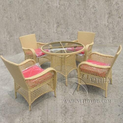 5 pcs Rattan Garden Dining Sets Outdoor Patio Furniture Chair Set , Aluminum Frame Dining Room Set transport by sea