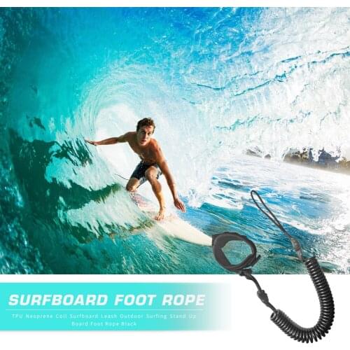 10ft Coil Surfboard Leash with Sufficient Durability and Toughness TPU Neoprene Surfing Stand Up Board Leash Wire Rope