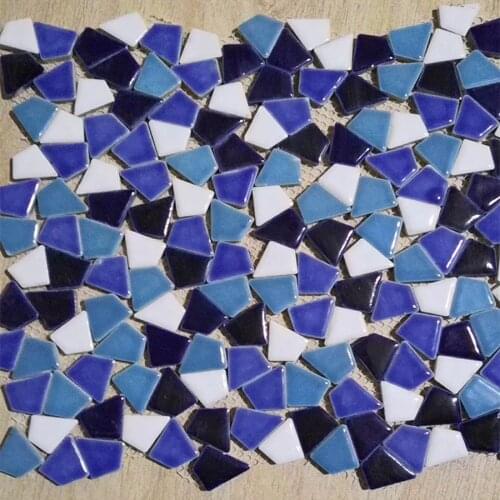 Freestyle Irregular Mediterranean Blue Ceramic Mosaic tiles for DIY terrace garden bathroom living room mosaic floor tiles