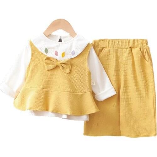 New Spring Autumn Baby Girls Clothes Suit Cute Children Fashion Vest T-Shirt Pants 3Pcs/Set Toddler Casual Costume Kids Clothing