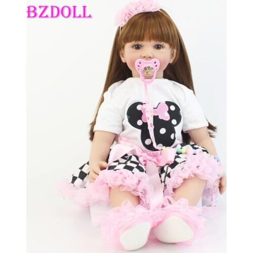 60cm Original Silicone Reborn Baby Doll Toys Vinyl Princess Toddler Alive Bebe Girl Bonecas Kids Birthday Gift