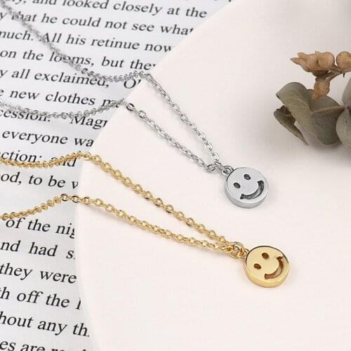 Smile Pendant Necklace Round Smiley Face New 2021 Fashion Jewelry Korean Style Expression Unisex Necklace Pendant