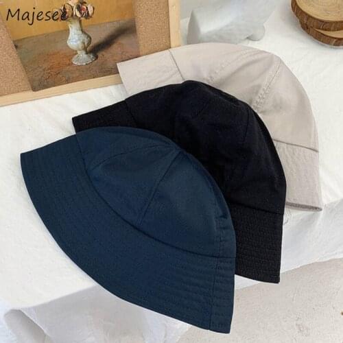 Bucket Hats Women Solid Cotton Dome Soft Unisex Outdoor Travel Fishing Hat Casual All-match Classic Simple Sun Protection Trendy