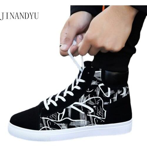 Canvas Shoes Men High Top Sneakers Black Mens Shoes Casual Men Sneakers Red and Blue Fashion Sport Shoes for Man Flats Sneaker