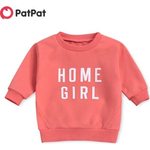 PatPat 100% Cotton Letter Print Long-sleeve Baby Pullovers