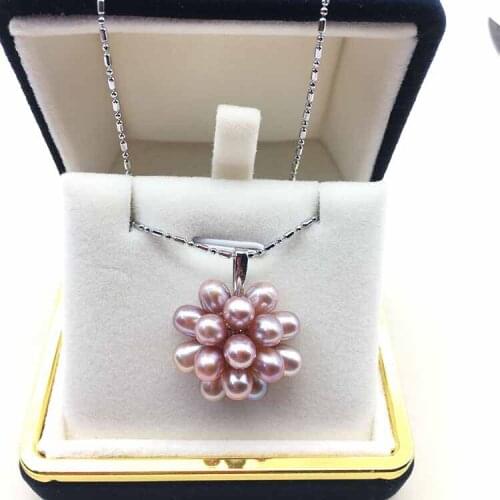 Flower Style 5-6MM Size Rice Shape Real Freshwater Pearl Pendant Jewelry Nice Party Wedding Gift 10pcs/lot