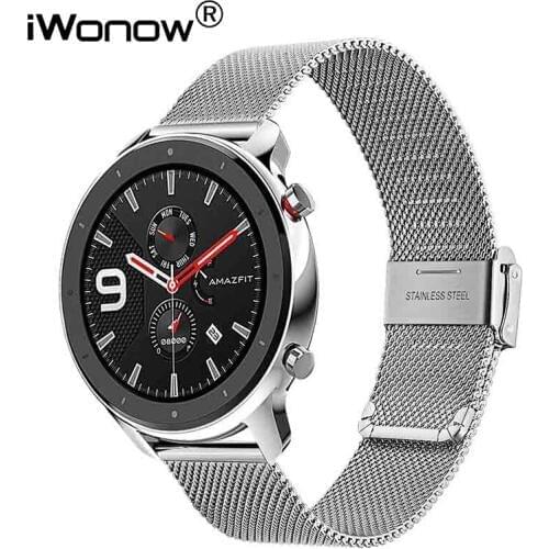 Milanese Watchband + Double Lock Clasp for Amazfit GTR 47mm 42mm Mesh Woven Stainless Steel Watch Band Quick Release Strap Belt