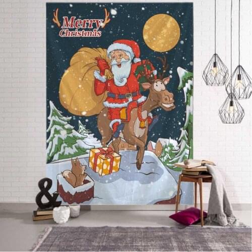 Christmas tapestry Christmas gifts fireplace Santa Claus Christmas tree tapestry room dormitory home decoration wall hanging