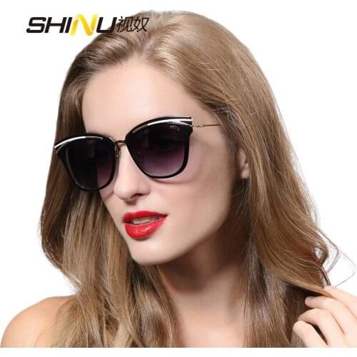 SHINU Fashion Retro Designer Vintage Glasses Cat Eye Women Sunglasses Luxury Brand Mens Eyewear SH71014