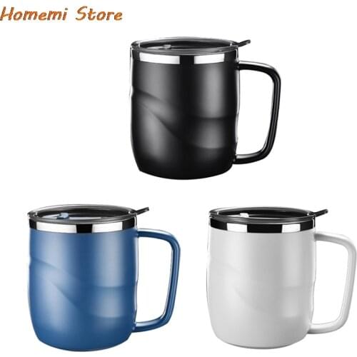 Stainless Steel Coffee Mug With Lid Portable Mug Travel Tumbler Coffee Pitcher Milk Tea Cups Office Water Mugs Double Wall