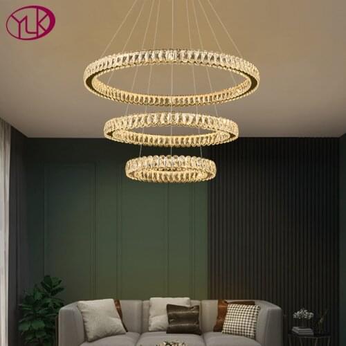 New modern crystal chandelier for living room three rings bedroom led hanging lamp gold/silver home decor cristal light fixture