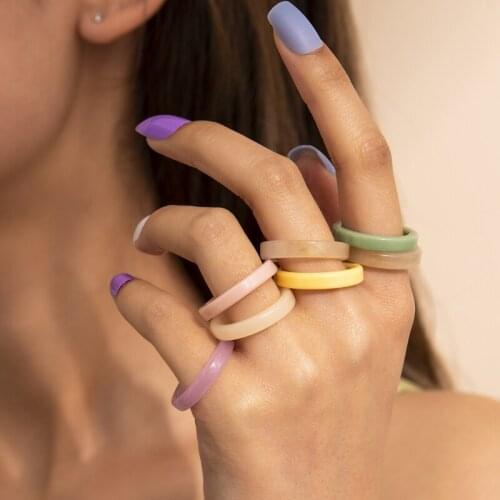 Modern Jewelry Colorful Acrylic Ring Popular Design Sweet Temperament Spring Summer Style Round Ring For Girl Lady Gifts
