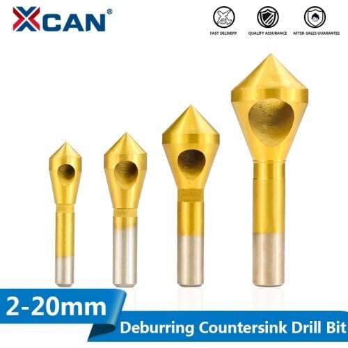 XCAN HSS4241 Countersink Deburring Drill Bit 2-5-10-15 10-15 15-20 Metal Taper Stainless Steel Hole Saw Cutter Chamfering Drill