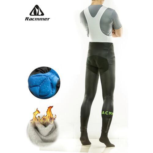 Racmmer Warm 2020 Winter Thermal Fleece Cycling Long Bicycle Bib Pants 5D Gel Pad Bike Bib Tights Mtb Men Ropa Ciclismo #CK-01