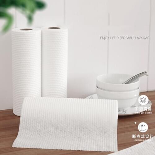 50pcs/roll Disposal Kitchen Rag Cloth Eco-friendly Wood Pulp White Thicken Home Use Cleaning Cloth Soft Non-woven Dish Towels