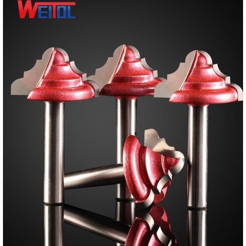 Weitol 4 pcs 6mm Two side table bit CNC Engraving Router Bit Trimmer Chamfer Carving Tool Round Over Bit free