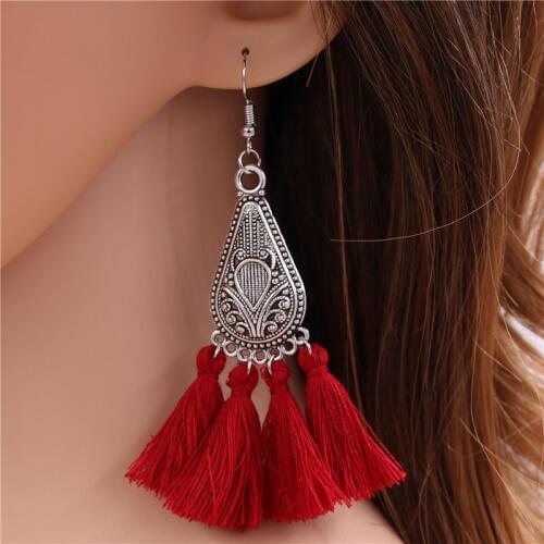 1pair Exquisited Alloy Silver Color Long Colorful Tassel Chandelier Drop Earrings For Women Ohrringe Bijoux