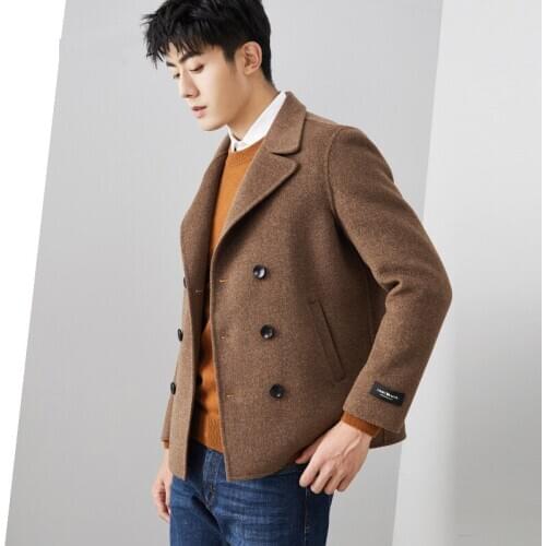 100% Wool Coat 2020 Autumn Winter Jacket Men Double-side Woolen Coats Fashion Mens Short Overcoat MG-1800003 MY1475