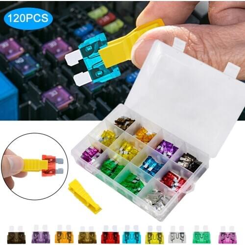 120pcs 2A-35A Car Blade Fuses Mini Blade Fuses Assortment Kit Automotive Fuses Kit for Automotive Car Replacement
