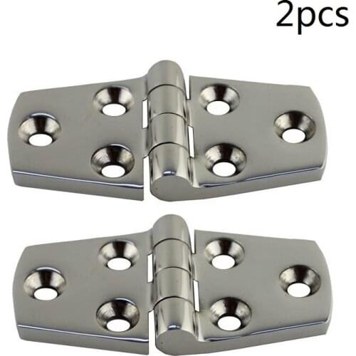 2PCS 316 Stainless Steel Cast Door Strap Hinge With 6 Holes 76mm 102mm Mirror Polishing Marine Hinges Boat Hardware