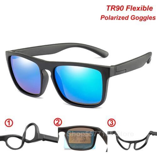 2020 TR90 Children Square Polarized Sunglasses Kids Silicone Safe Sun Glasses Girls Boys UV400 Coating Mirror Gafas de sol