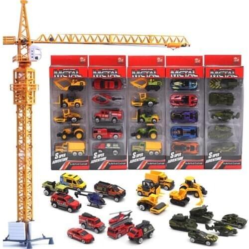 5Pcs/Set Kids 1/64 Fire truck Model Toy Diecast Alloy Engineering Racing Car Vehicle Model Kids Toy