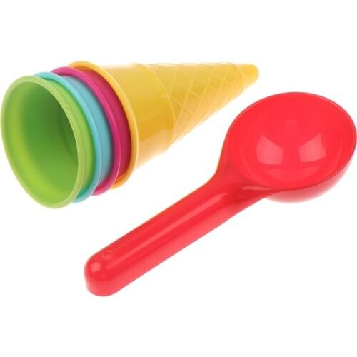 5 Pcs/lot Cute Ice Cream Cone Scoop Sets Beach Toys Sand Toy for Kids Children Educational Montessori Summer Play Set Game Gift