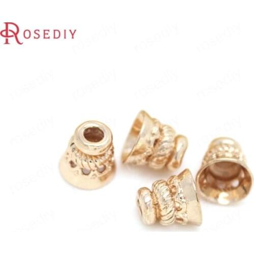 6PCS 9x10MM 24K Champagne Gold Color Plated Brass Beads Caps Tassel Caps High Quality Diy Jewelry Accessories