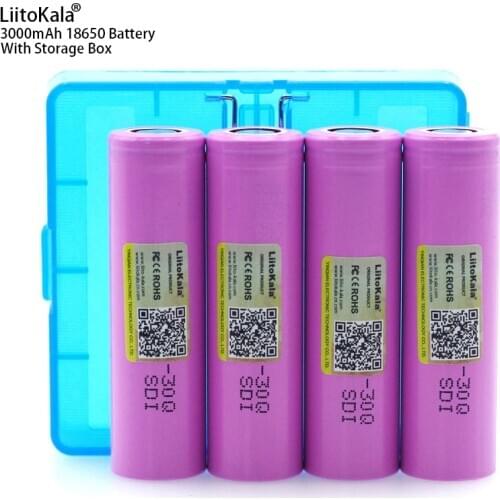4PCS Liitokala original 3.7V ICR18650 30Q battery 3000mAh lithium battery powered rechargeable battery+Storage Box