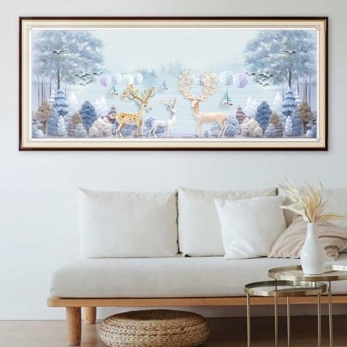 Full Square Round Drill 5D Diamond Painting Lake Tree Landscape Deer Animal Mosaic Cross Stitch Kit Embroidery Handmade Gifts