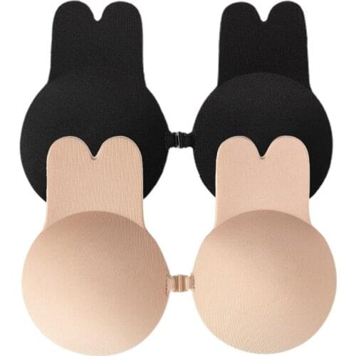 Push Up Bra Rabbit Strapless Adhesive Sticker Self Adhesive Nipple Cover Reusable Breast Pasties Silicone Invisible Lingerie