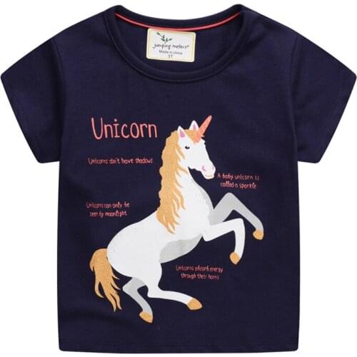 Childrens T shirts For Summer Girls Cotton Tops Unicorn Printed Hot Selling Toddler Clothing Cute Tees