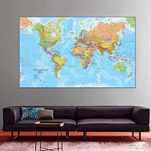 60x90cm The World Political Map Non-woven Revised 2009 Maps International Office/School Living Room Wall Decor Art Painting