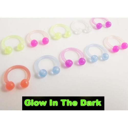 5Pieces Glow In The Dark Soft Bioplastic Hoop Rings Eyebrow Tragus Earring Nose Ring Closure Nipple Body Piercing Jewelry