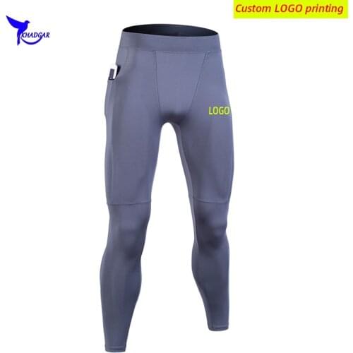 Custom LOGO Compression Workout Running Tights Men with Pocket Base Layer GYM Fitness Pants Quick Dry Sports Sweatpants Leggings