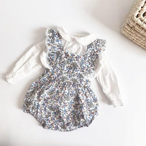 2021 Baby Girls Floral Rompers 0-4Yrs Summer Infant Baby Jumpsuits Girls Bow Knot Clothes Baby Girls Cute Clothing