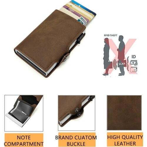 Mens Retro Leather Wallet RFID Black Magic Business Smart Card Case Credit Card Holder Carbon fiber Short Purse Bags For Women