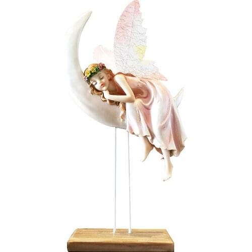 CREATIVE GIFTS BEAUTIFUL MOON GIRL RESIN SLEEPING ANGEL ORNAMENTS HOME DECOR FLOWER GIRL FIGURINES WEDDING DECORATION R2206