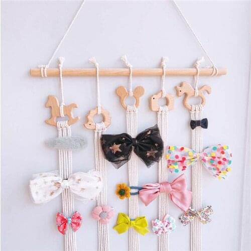 Creative Girl Bows Holder Storage Belt Random Combination Cute Hair Clips Hanger Organizer Hanging On Wall Room Decoration Gift