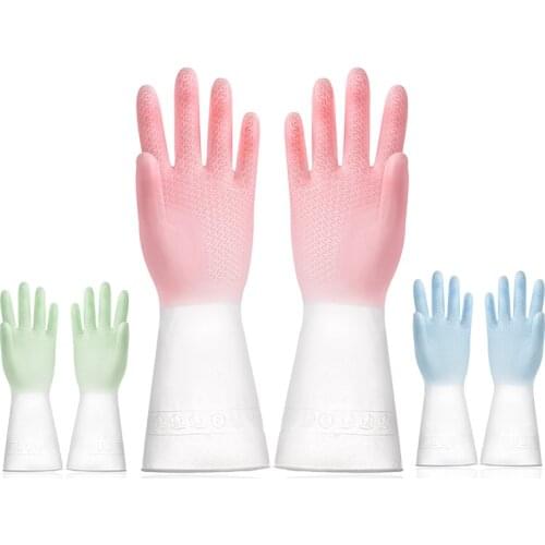 1pc Gradient Color Disposable Latex Gloves Dishwashing Kitchen Latex Rubber Garden Gloves Universal For Home Cleaning