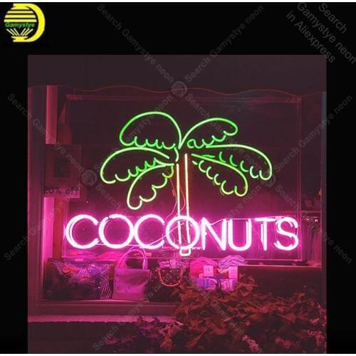 Neon sign For Coconuts with tree Neon Bulbs sign Love Iconic Beer Bar Handcraft Custom Lamps advertise Letrero enseigne lumine