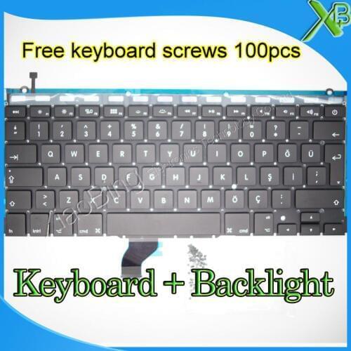 Brand New For MacBook Pro Retina 13.3" A1502 TR Turkish Turkey keyboard+Backlight Backlit+100pcs keyboard screws 2013-2015 Years