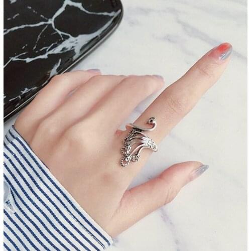New Arrivals Vintage Peacock Rings For Women Large Adjustable Size Finger Ring Fashion Jewelry