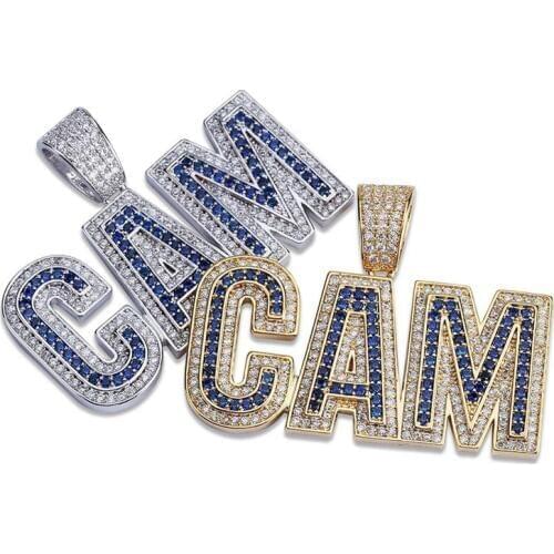 OMYFUN Custom Jewelry Letter Pendant Necklace colar de cor de ouro Hiphop Men Women Full CZ Micro Paved Initial Pendant Necklace