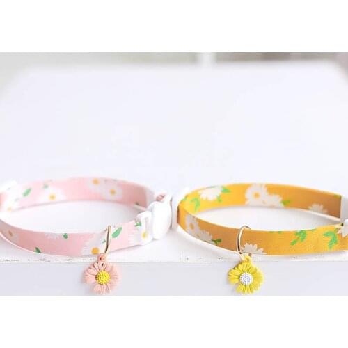 Collar Daisy Design Kitten Accessories in 5 Different Colors Handmade Pet Collar