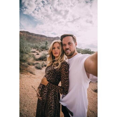 Leopard Dress Pregnancy Dress Photography Maternity Photography Props Long Sleeve Maternity Dresses For Photo Shoot Maxi Dresses