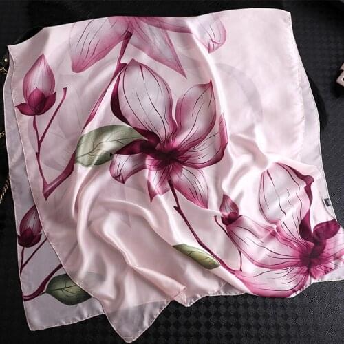 Luxury Brand Foulard Scarf Femme Big Flower Print Silk Shawl Fular Women Designer Summer Beach Stole Soft Silk Bufanda Mujer New