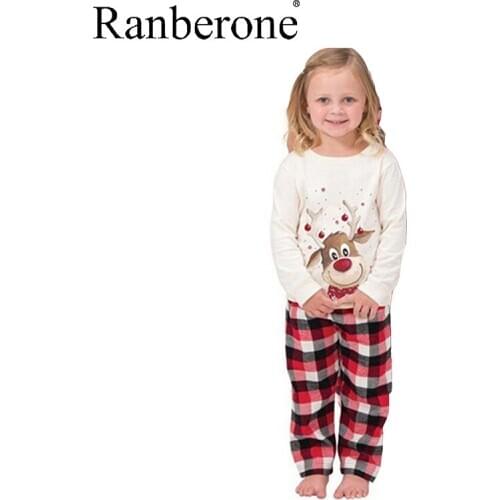 Ranberone 2020 Fashion Kids Family Christmas Set Casual Breathable Party Matching Clothing Workout Children Suit